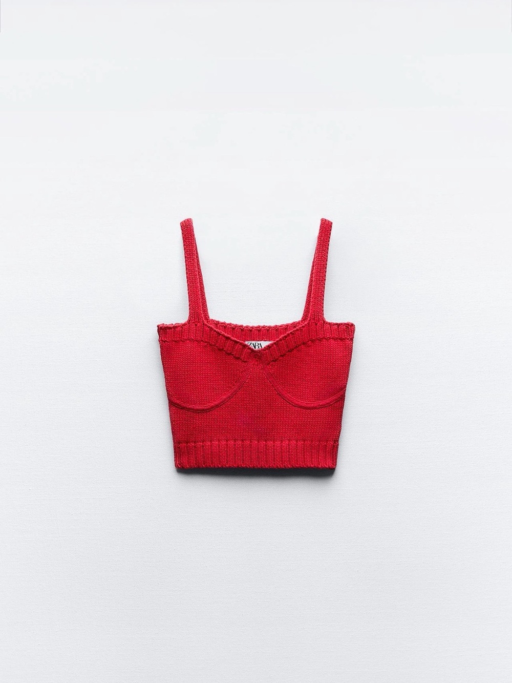 Zara Red Knit Cropped Tank Top